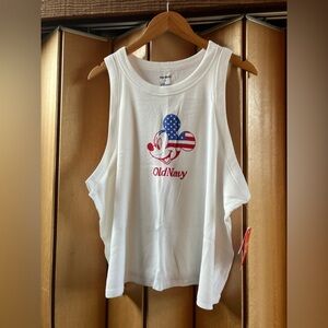 Old Navy X Disney (Size 4X) Ribbed White Tank Mickey Patriotic Festival USA